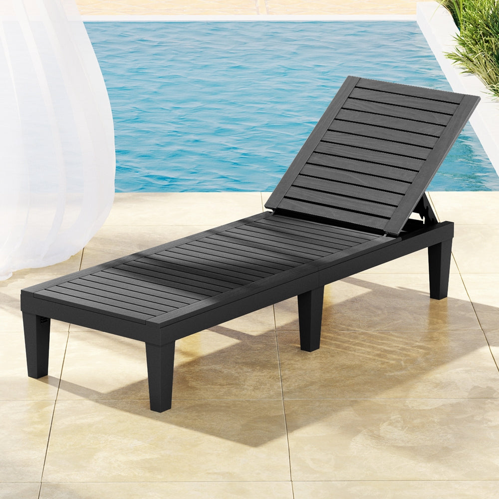 Gardeon Sun Lounge Adjustable Recliner Patio Outdoor Furniture Lightweight Black Awezingly