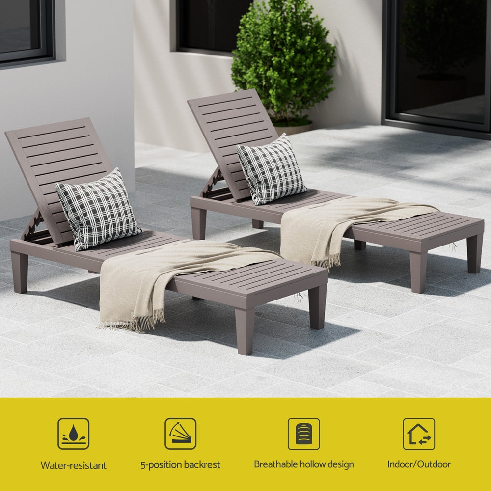 Gardeon Sun Lounge Adjustable Recliner Patio Outdoor Furniture Lightweight Grey Awezingly