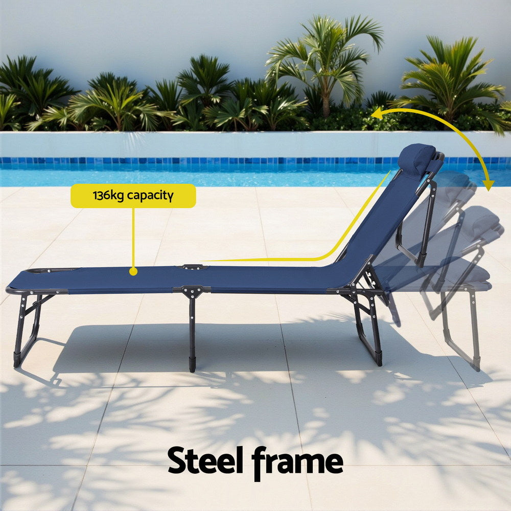Gardeon Sun Lounger Folding Lounge Beach Chair Patio Outdoor Furniture Awezingly