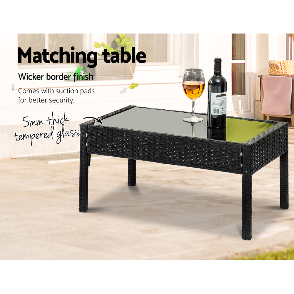 4 Seater Sofa Set Outdoor Furniture - Black Gardeon