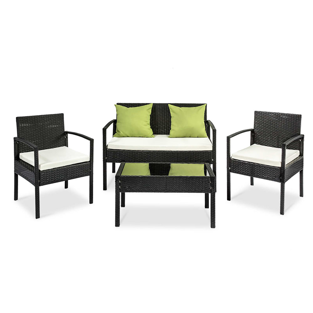 4 Seater Sofa Set Outdoor Furniture - Black Gardeon