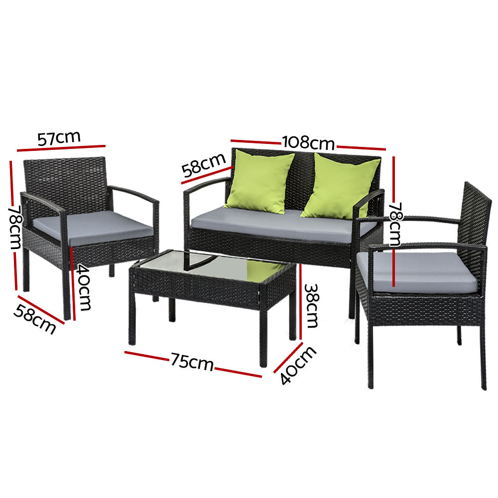 Gardeon Outdoor Furniture Lounge Setting Garden Patio Wicker Cover Table Chairs Gardeon