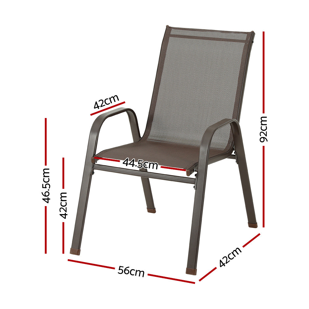 Gardeon 6pcs Outdoor Dining Chairs Stackable Chair Patio Garden Furniture Brown Gardeon
