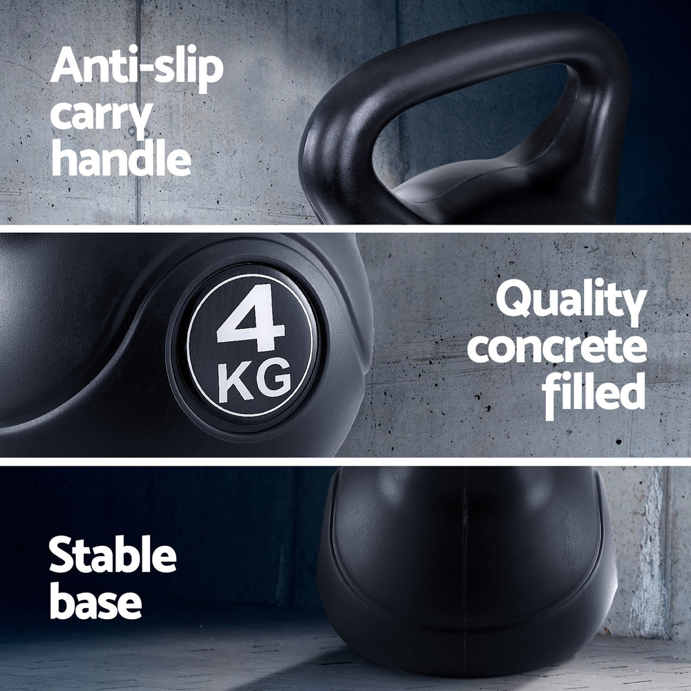 Everfit 4kg Kettlebell Set Weight Lifting Bench Dumbbells Kettle Bell Gym Home Everfit