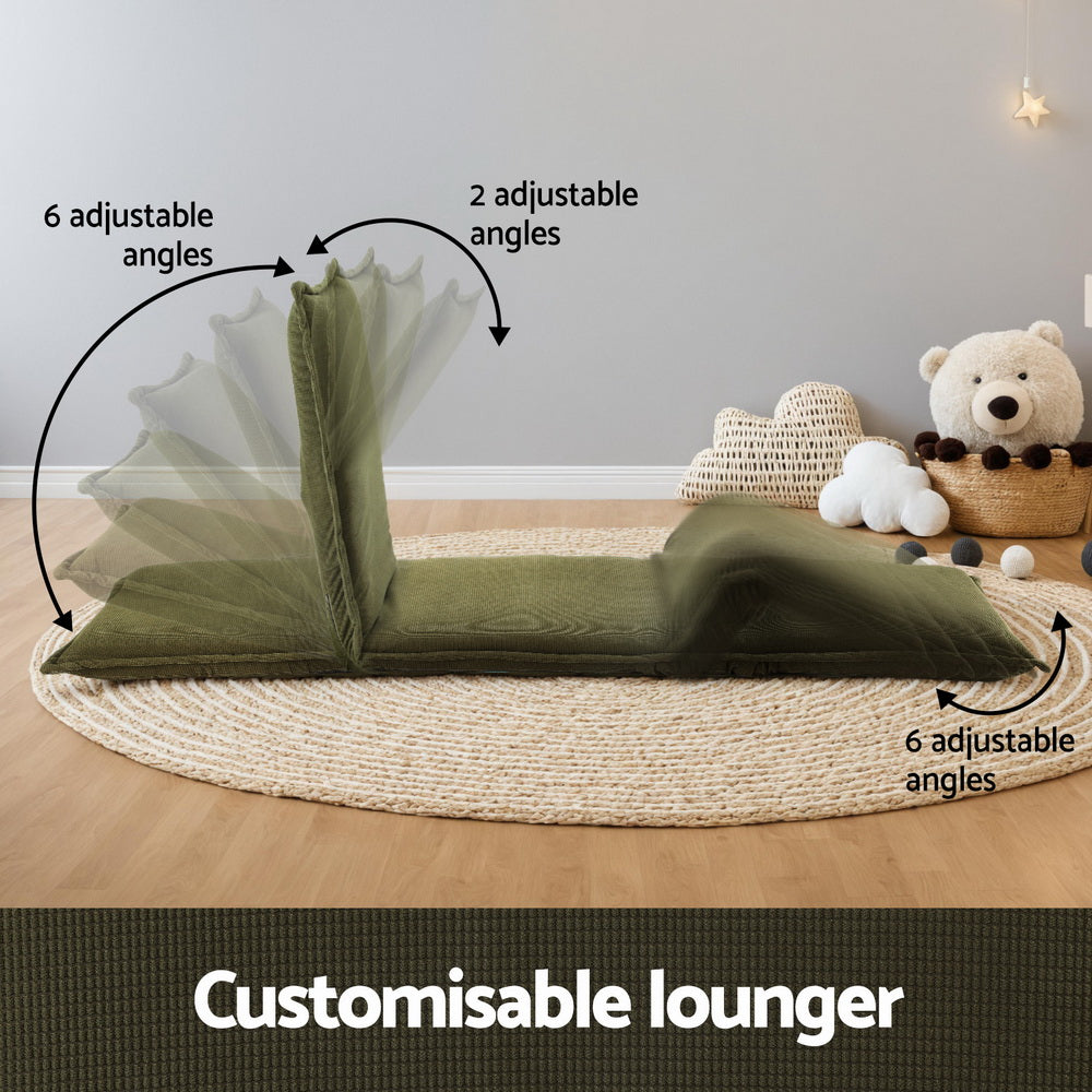 Artiss Floor Lounge Sofa Bed Foldable Green Awezingly