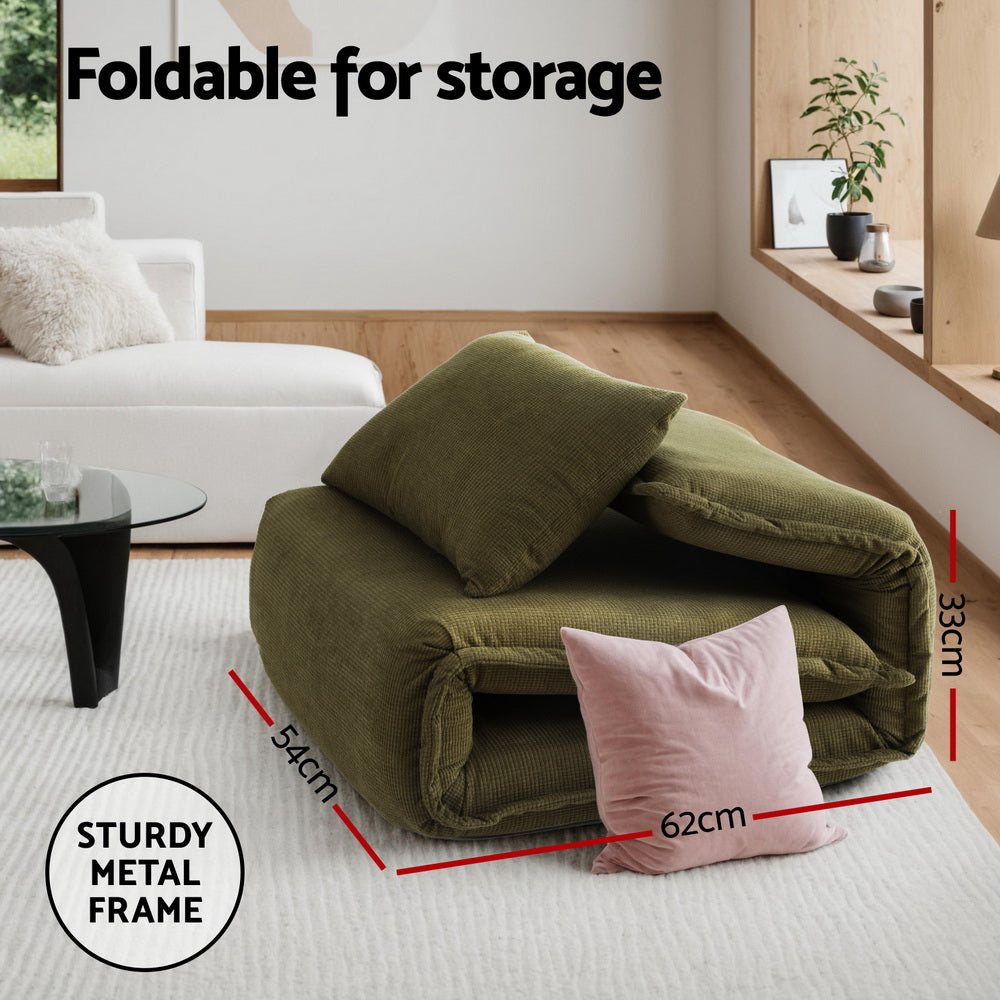 Artiss Floor Lounge Sofa Bed Foldable Green Awezingly