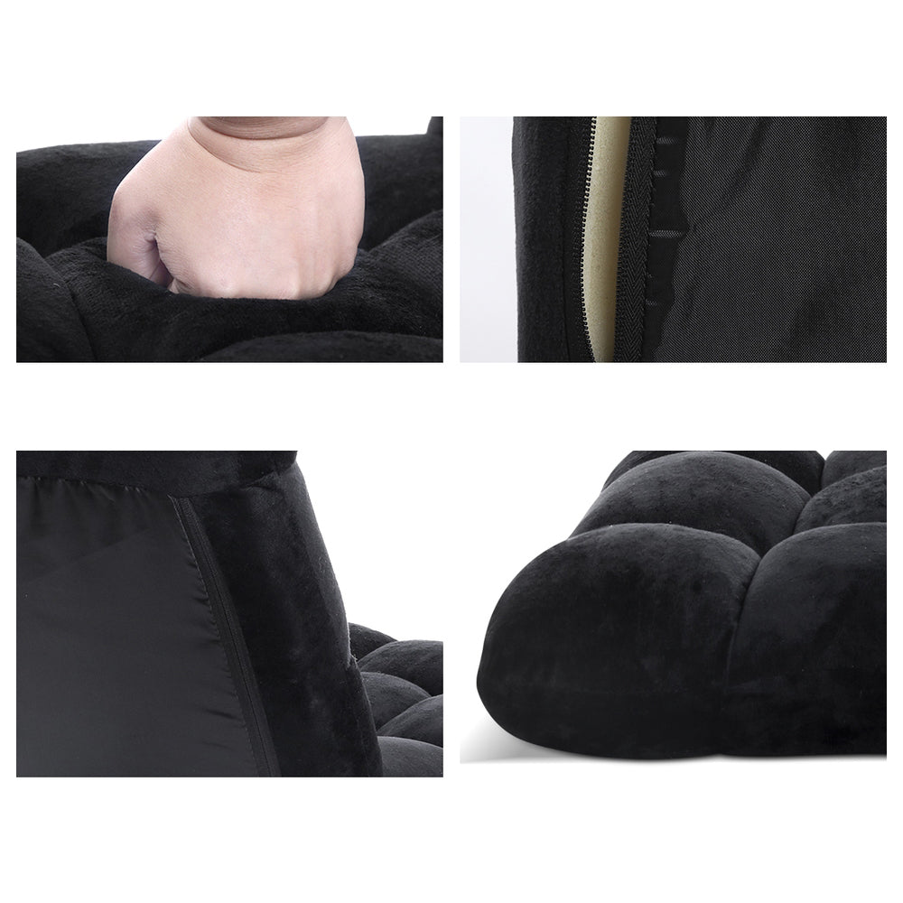 Artiss 2X Lounge Sofa Bed Flannel Fabric Black Awezingly