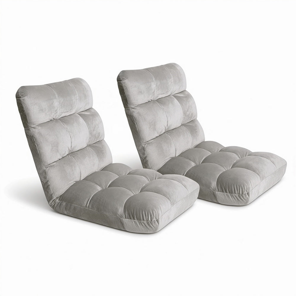 Artiss 2X Lounge Sofa Bed Flannel Fabric Grey Awezingly
