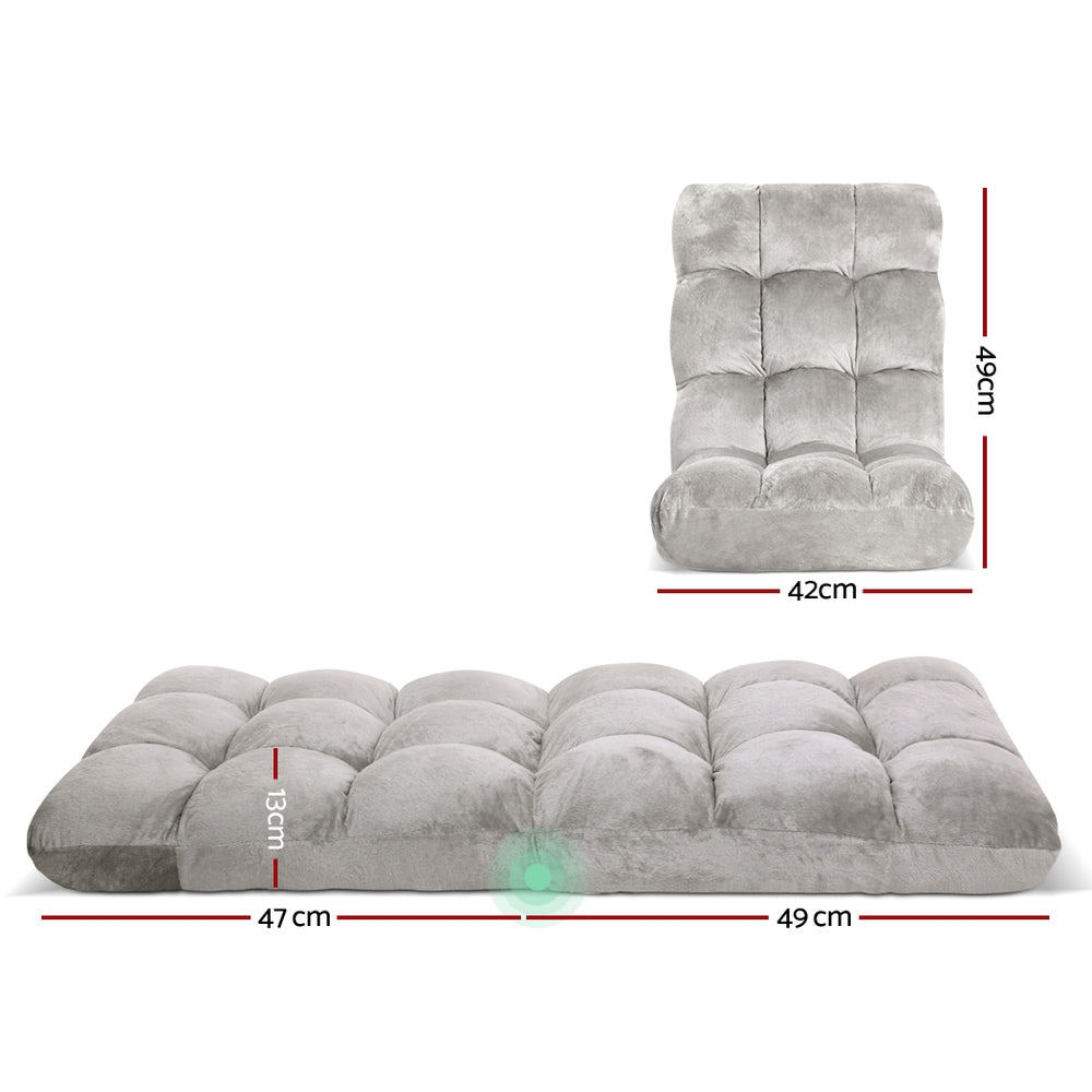 Artiss 2X Lounge Sofa Bed Flannel Fabric Grey Awezingly