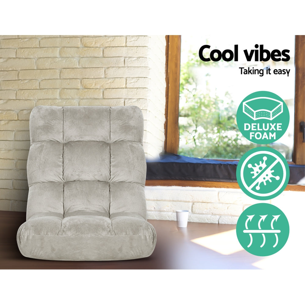 Artiss 2X Lounge Sofa Bed Flannel Fabric Grey Awezingly