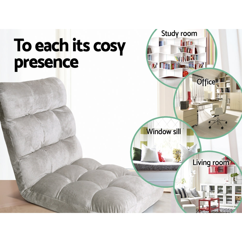 Artiss 2X Lounge Sofa Bed Flannel Fabric Grey Awezingly