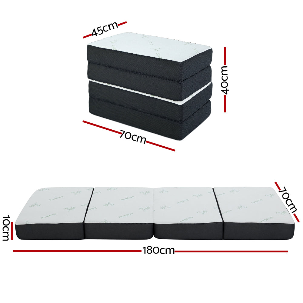 Giselle Bedding Portable Mattress Folding Foldable Foam Floor Bed Tri Fold 180cm Giselle Bedding