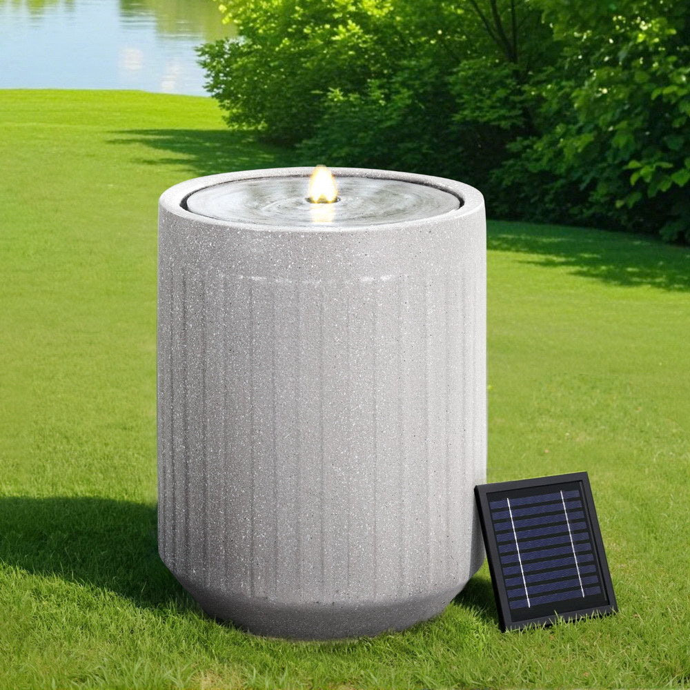 Gardeon Solar Fountain Water Feature Outdoor Fountain LED Lights Beige Awezingly