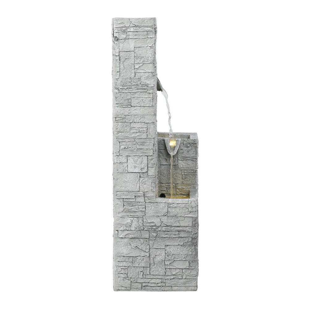 Gardeon Solar Fountain Water Feature Outdoor Indoor 4-Tier Square Cascading Beige Awezingly