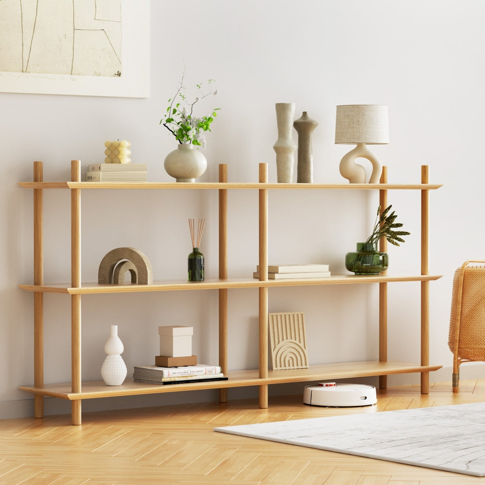 Artiss Bookshelf 3 Tiers Bookcase Display Shelves Wooden Storage Stand Rack Pine Awezingly
