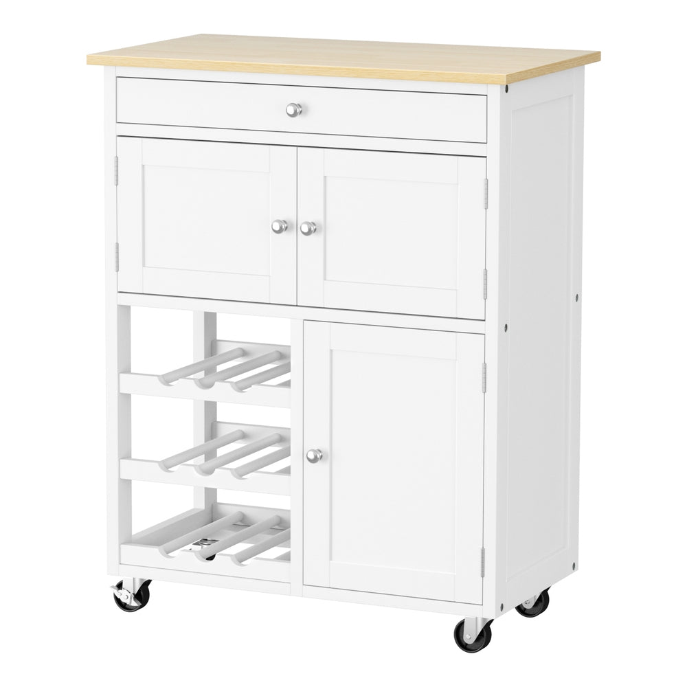 Artiss Kitchen Island Trolley Rolling Serving Cart Storage Cart Drawer Cupboard Awezingly
