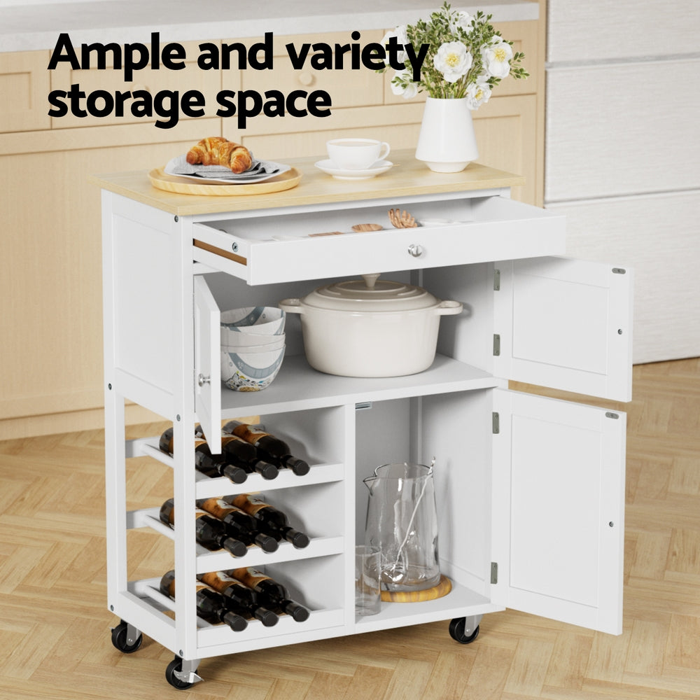 Artiss Kitchen Island Trolley Rolling Serving Cart Storage Cart Drawer Cupboard Awezingly