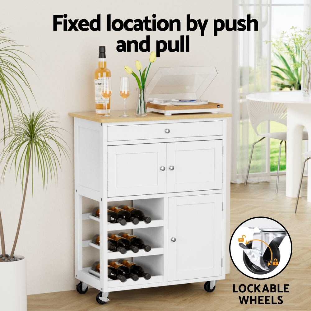 Artiss Kitchen Island Trolley Rolling Serving Cart Storage Cart Drawer Cupboard Awezingly