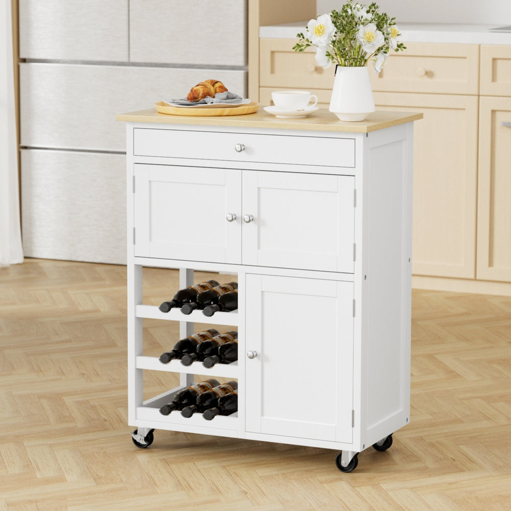 Artiss Kitchen Island Trolley Rolling Serving Cart Storage Cart Drawer Cupboard Awezingly