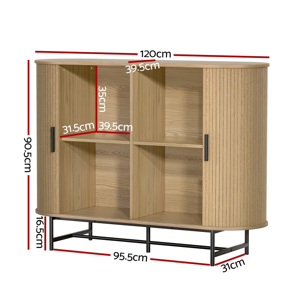 Artiss Buffet Sideboard Cupboard Cabinet Sliding Doors Pantry Storage Oak PIIA Artiss