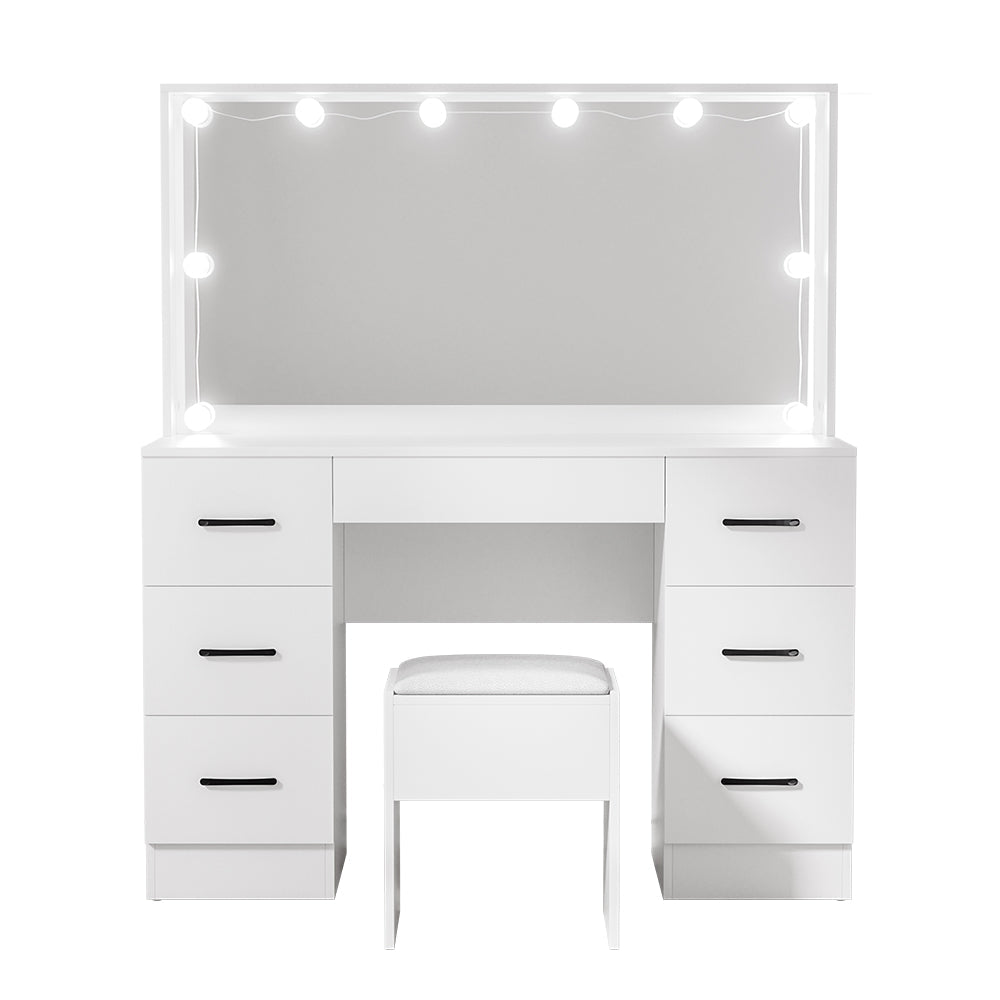 Artiss Dressing Table Set Stool 10 Led Bulbs White Debbie Artiss