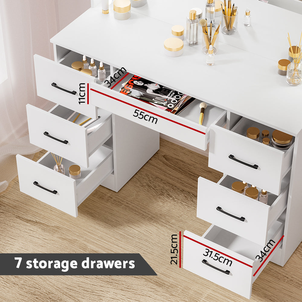 Artiss Dressing Table Set Stool 10 Led Bulbs White Debbie Artiss