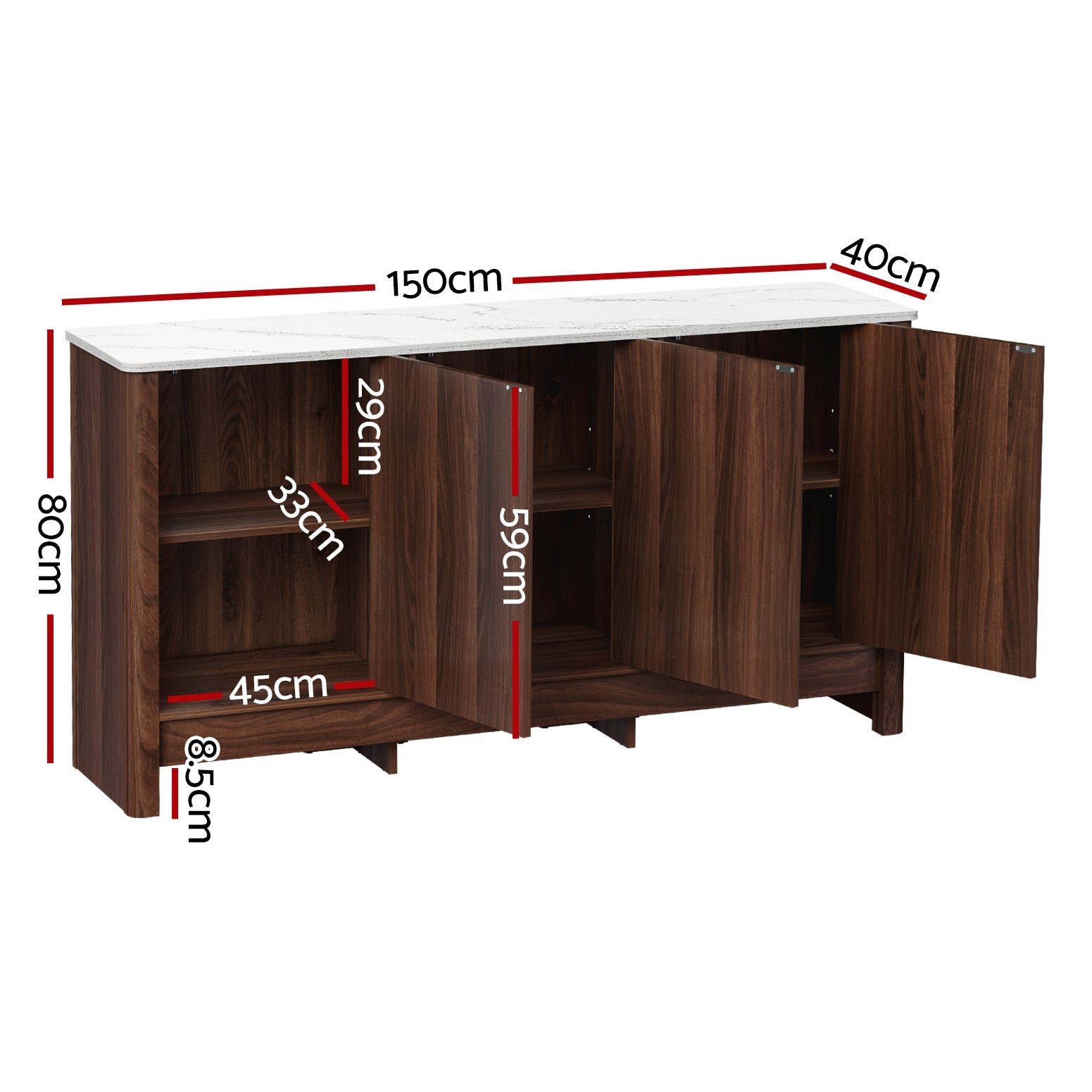 Artiss Buffet Sideboard Cabinet Marble Style Tabletop Artiss