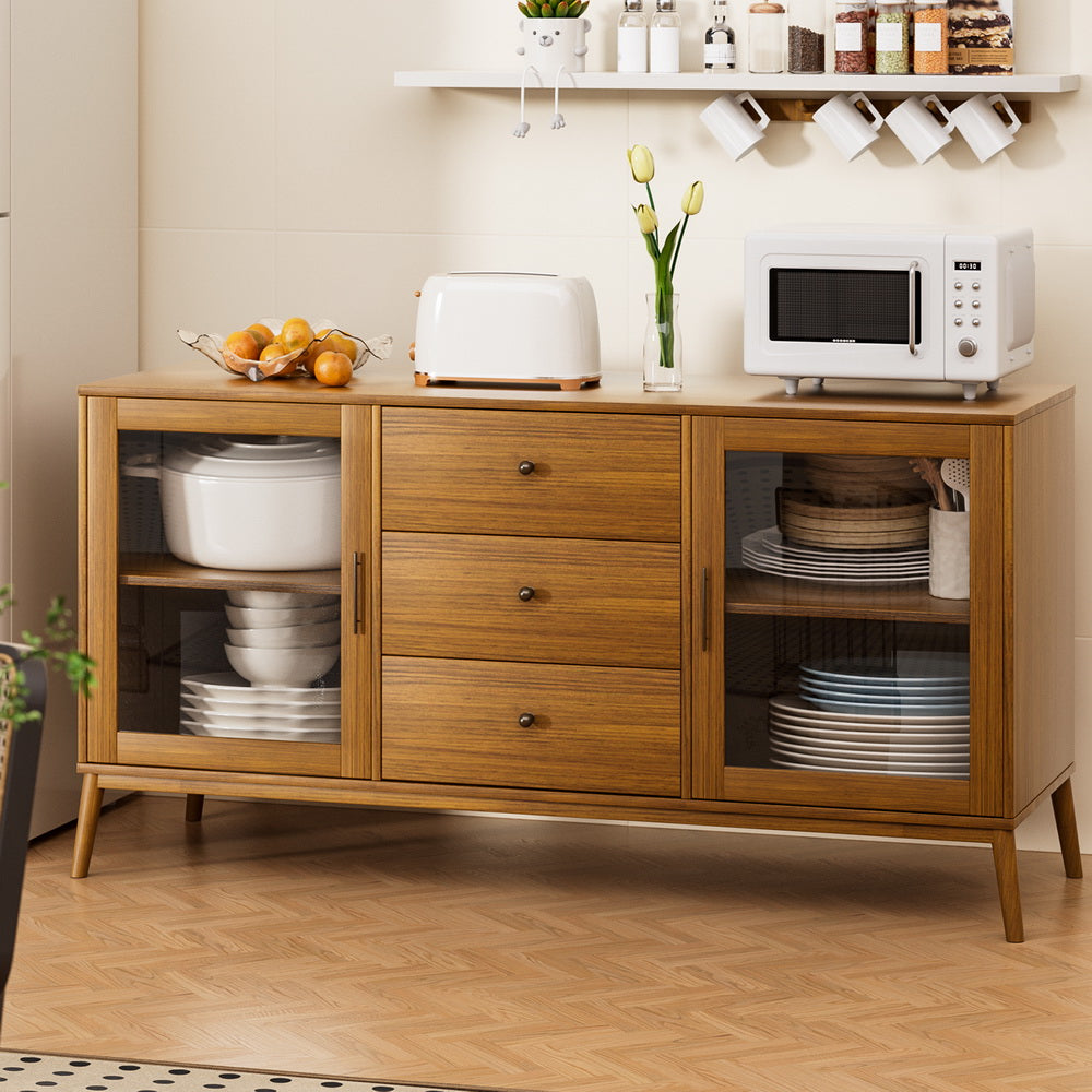 Artiss Buffet Sideboard Glass Doors - Oak Artiss