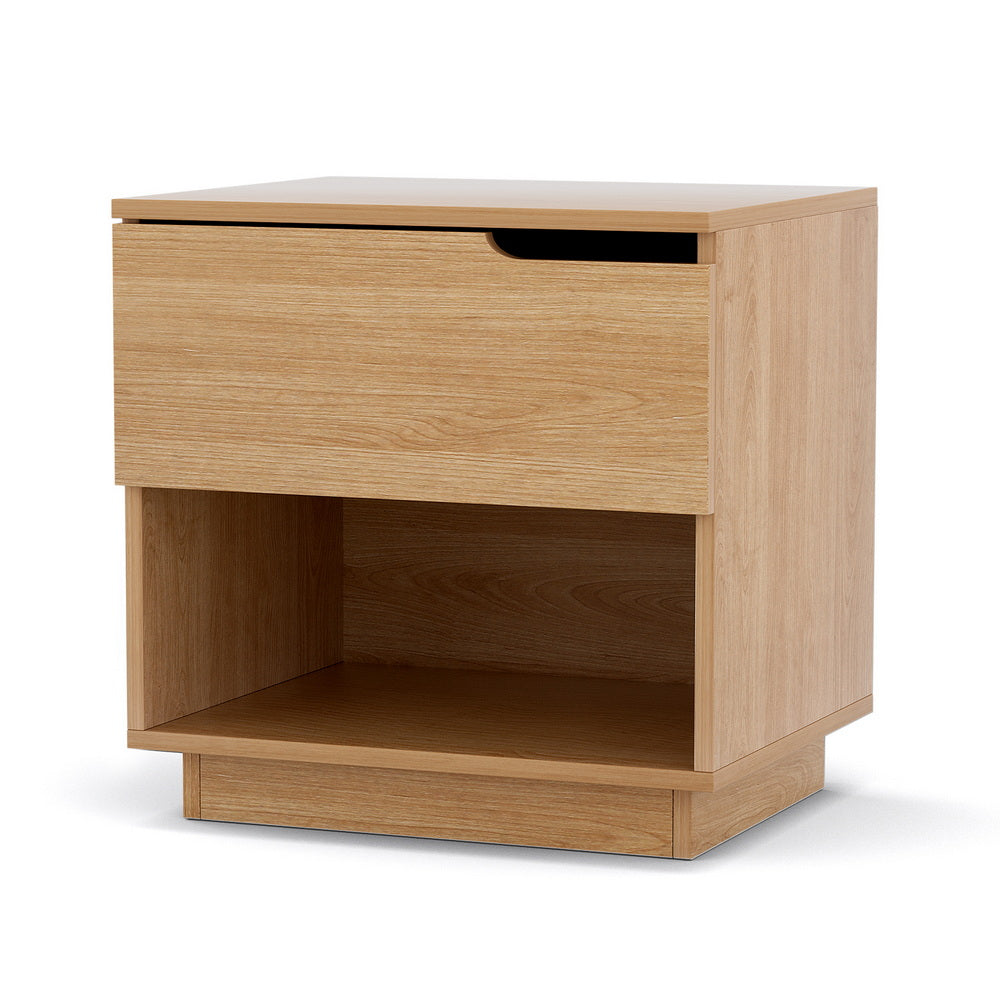 Artiss Bedside Table 1 Drawer 1 Shelf Nightstand Pine Awezingly