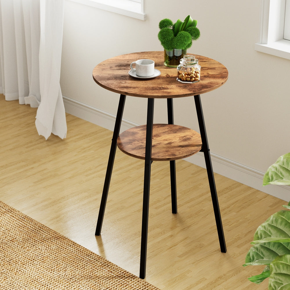 Artiss Industrial Bar Table with 2-Tier Organizer Weather-Resistant MDF Top Steel Frame Artiss