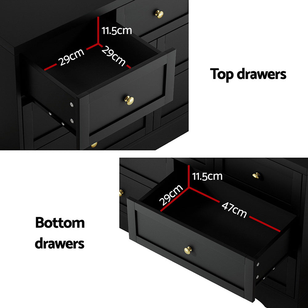 Artiss 7 Chest of Drawers Dresser Table Black Artiss