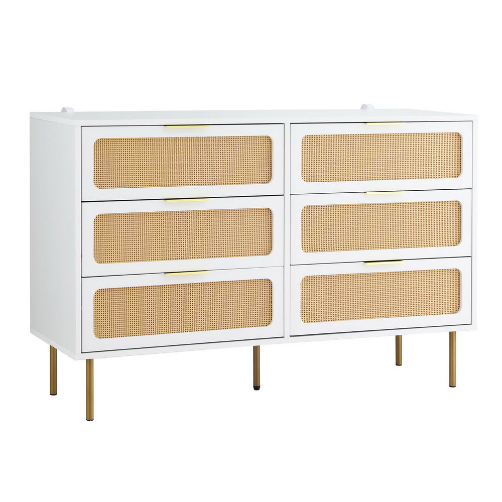 Artiss Chest of 6 Drawers Lowboy Cabinet White Awezingly