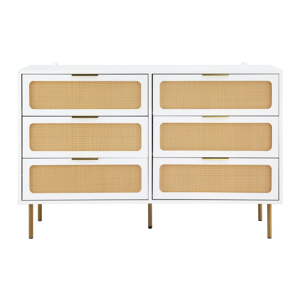 Artiss Chest of 6 Drawers Lowboy Cabinet White Awezingly