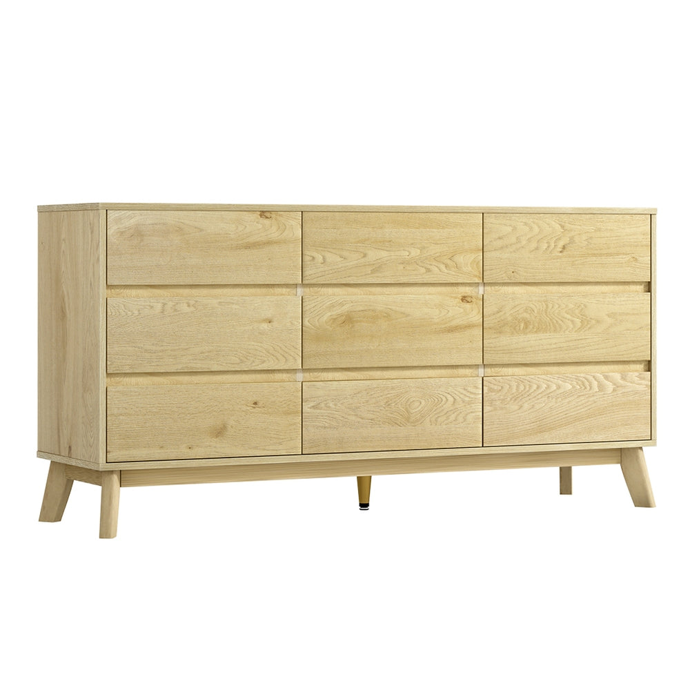 Artiss 9 Chest of Drawers Cabinet Dresser Table Tallboy Storage Bedroom Oak Artiss