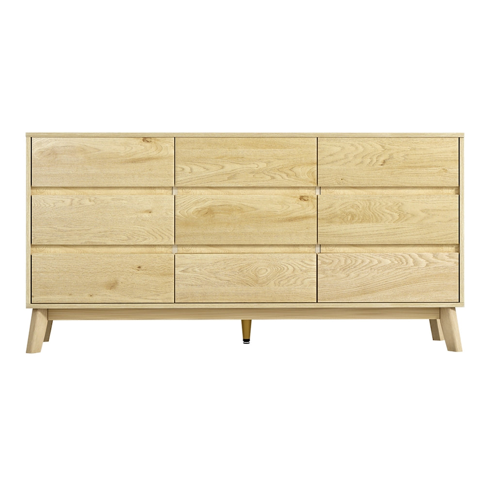 Artiss 9 Chest of Drawers Cabinet Dresser Table Tallboy Storage Bedroom Oak Artiss
