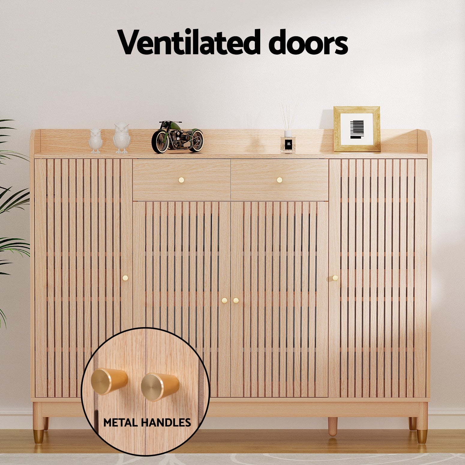 Artiss Shoe Rack Cabinet with Shelves 26 Pairs Pine Artiss