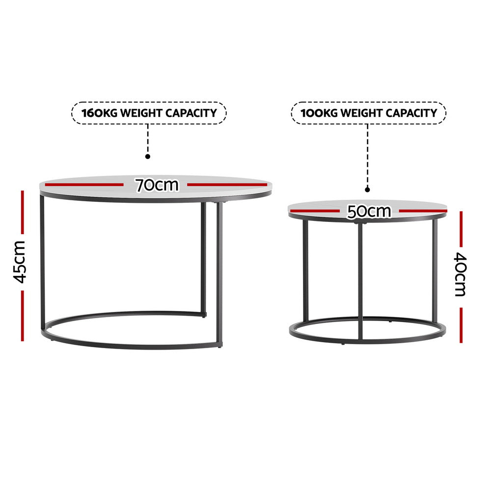 Artiss Nesting Coffee Table Set of 2 Marble Effect Awezingly