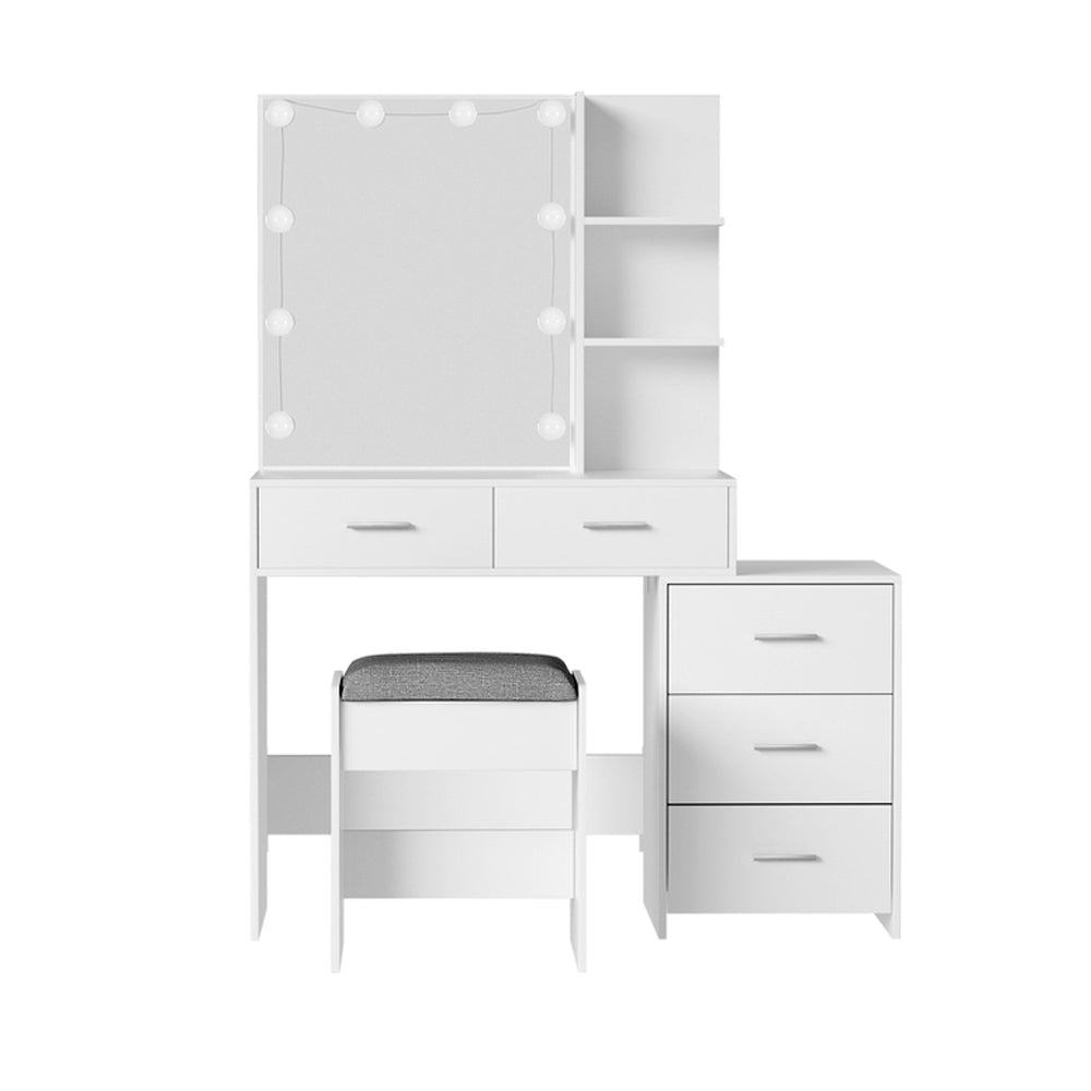Artiss Dressing Table LED 10 Bulbs Makeup Mirror Stool Set Vanity Desk White Artiss
