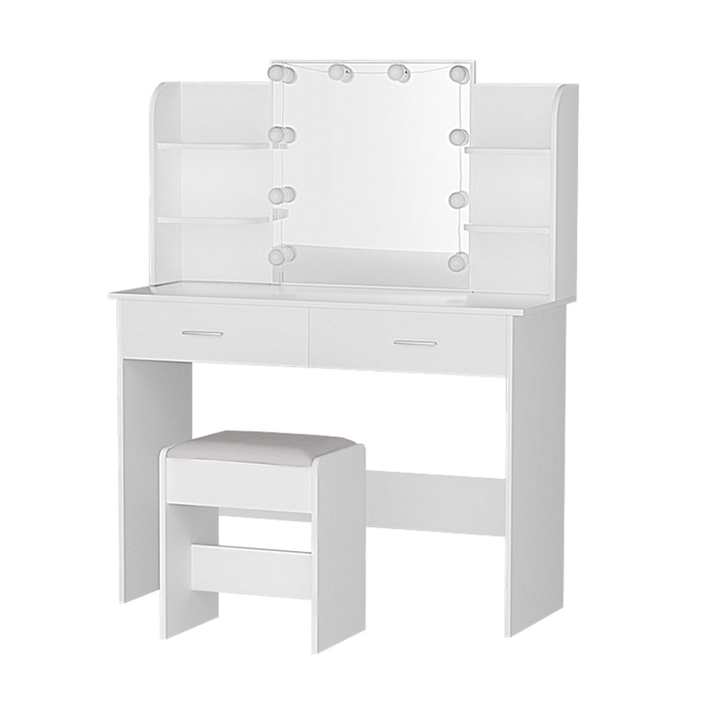 Artiss Dressing Table LED Makeup Mirror Stool Set 10 Bulbs Vanity Desk White Artiss