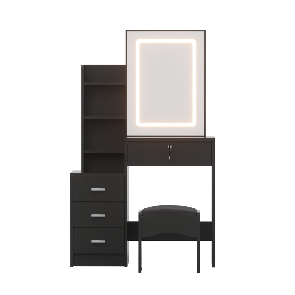 Artiss Dressing Table Vanity Desk Set Stool Led Black Awezingly