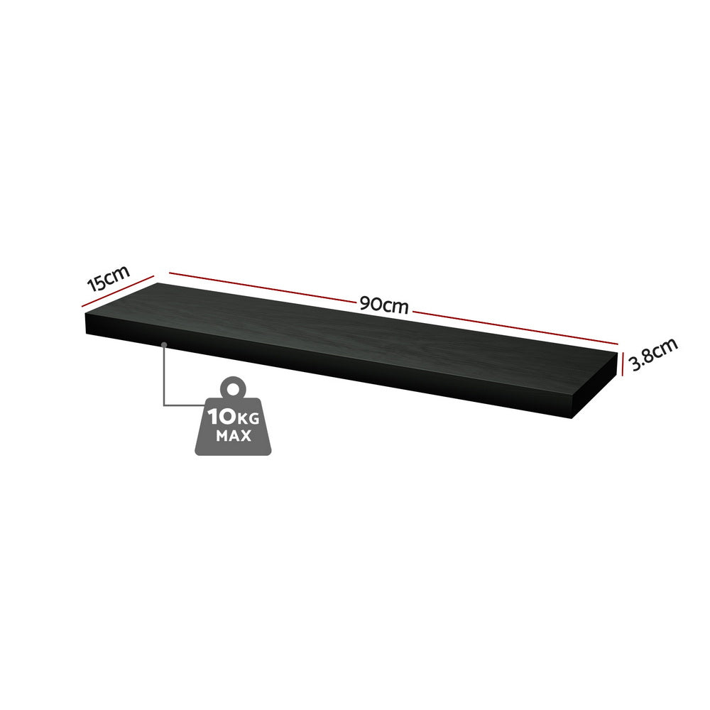 Artiss Floating Wall Shelf Set of 2 Black 90CM Awezingly