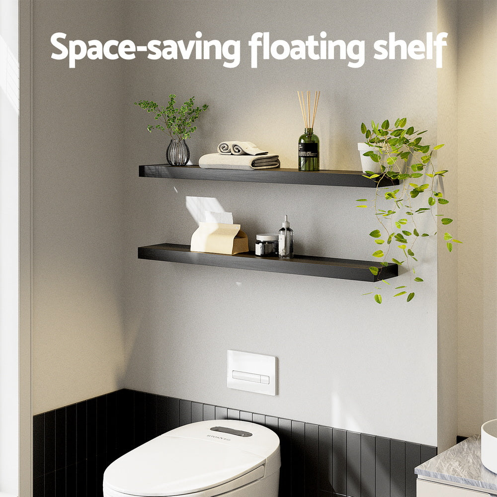 Artiss Floating Wall Shelf Set of 2 Black 90CM Awezingly