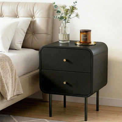 Artiss Bedside Table 2 Drawers Side End Table Nightstand Black