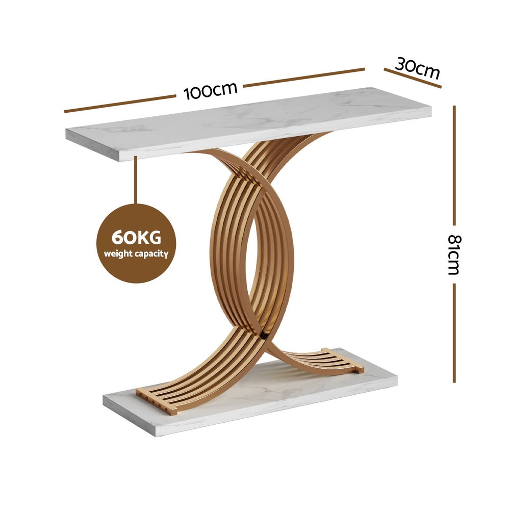 Artiss Console Table Marble Effect White&Gold Artiss