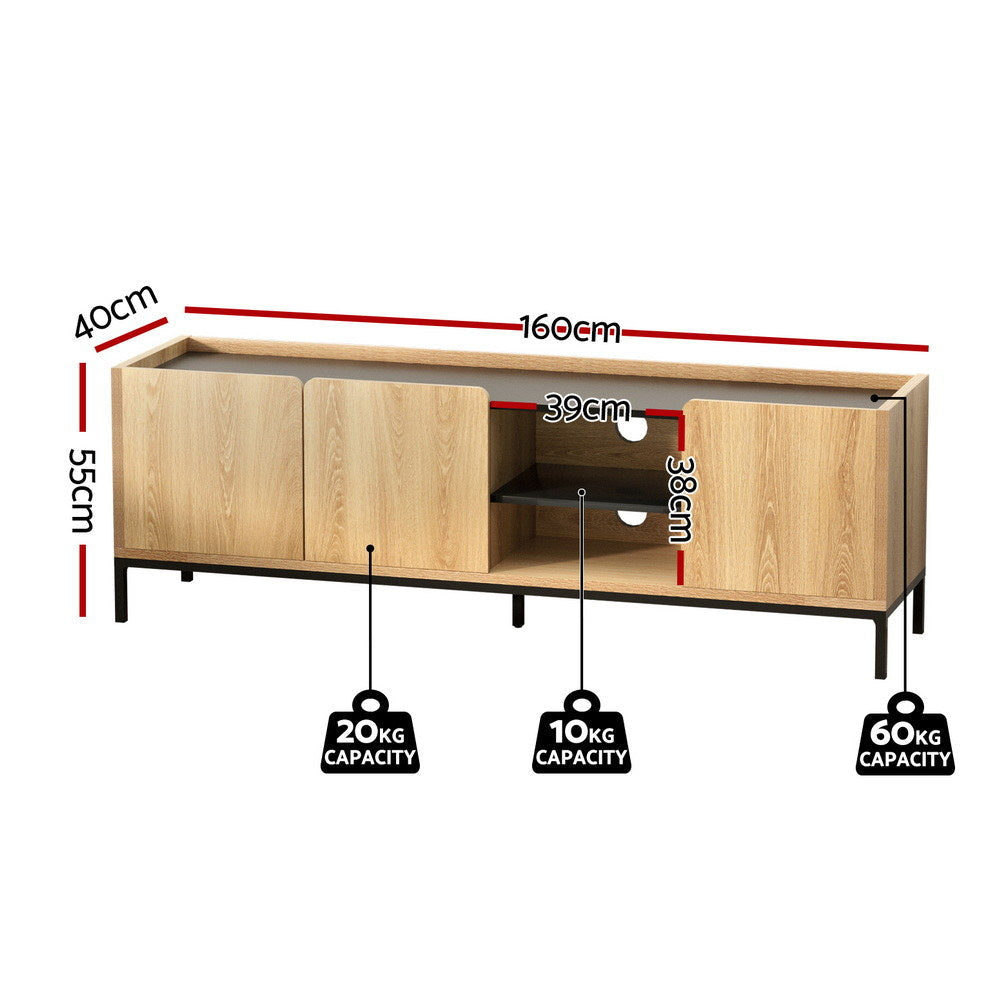 Artiss TV Unit Entertainment Unit Storage Cabinet Shelf 160cm Pine Awezingly