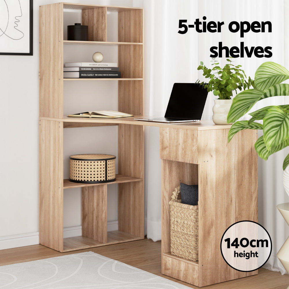 Artiss Computer Desk Bookshelf Drawer Cabinet Oak 120CM Artiss