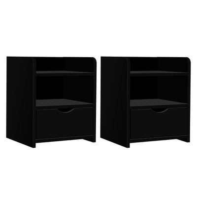 Artiss 2X Bedside Table 1 Drawer with Shelf - FARA Black