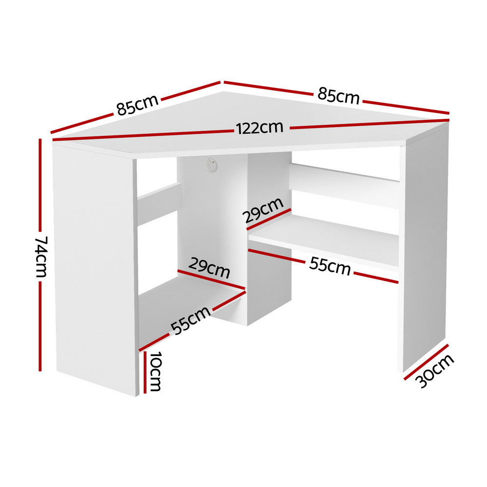 Artiss Corner Computer Desk Shelves CPU Stand L-shape Home Office Workstation Desks Awezingly