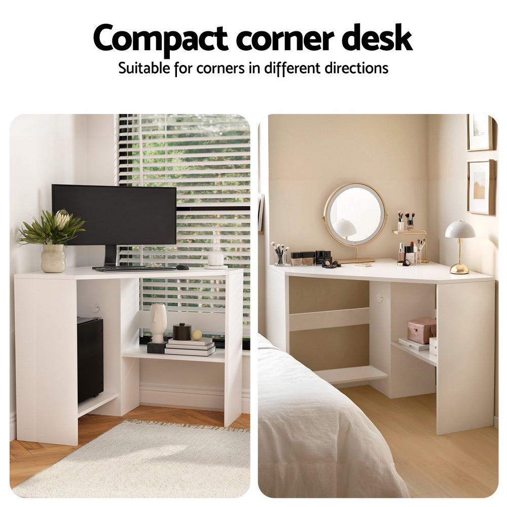 Artiss Corner Computer Desk Shelves CPU Stand L-shape Home Office Workstation Desks Awezingly