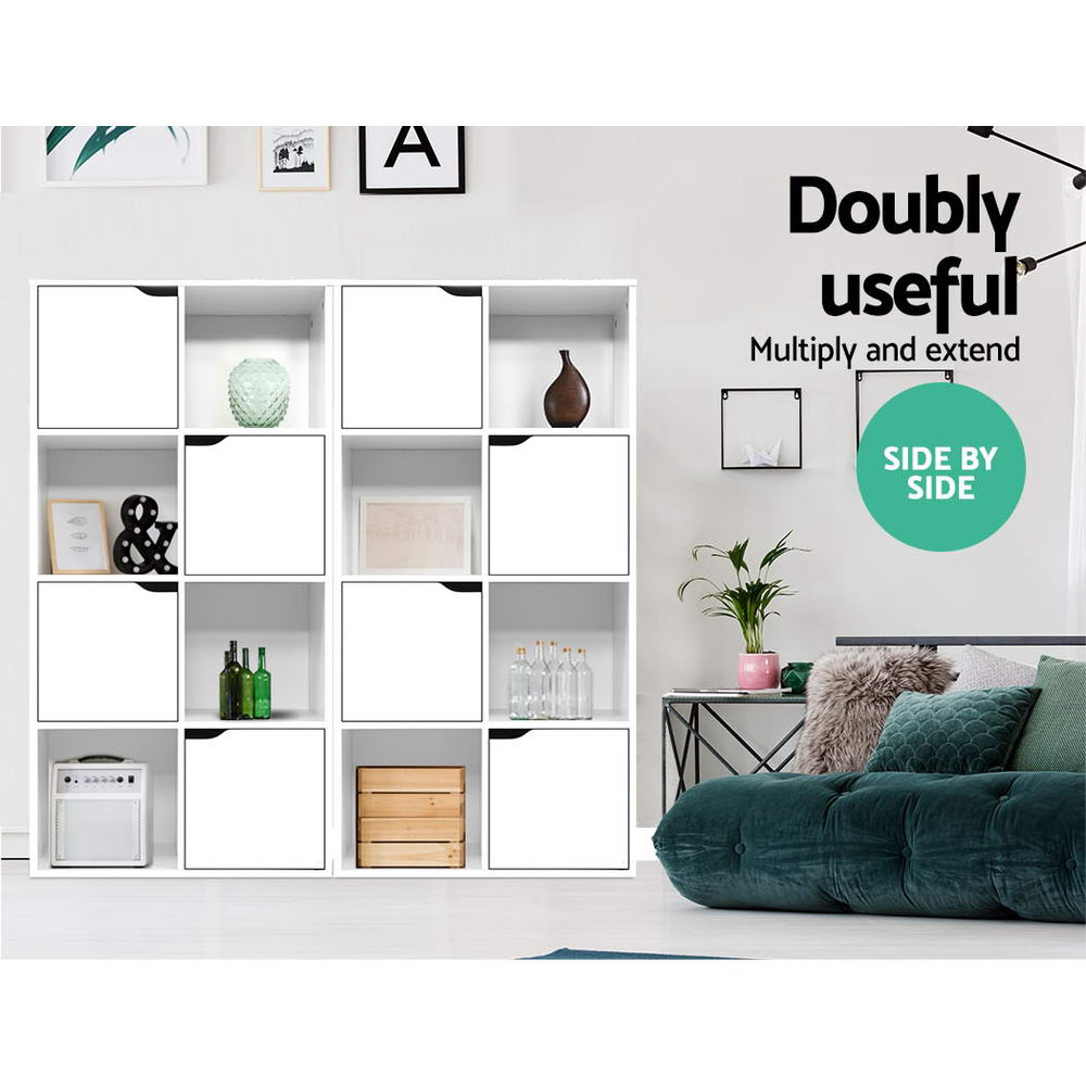 Artiss Display Shelf 8 Cube Storage 4 Door Cabinet Bookshelf Unit White Artiss